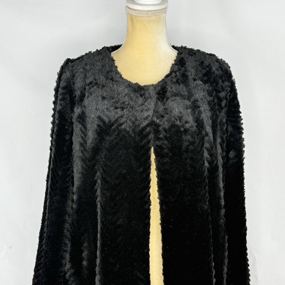 Fever Black Faux Fur Coat Women’s Size S Soft Plush Open Front Jacket - Picture 4 of 16